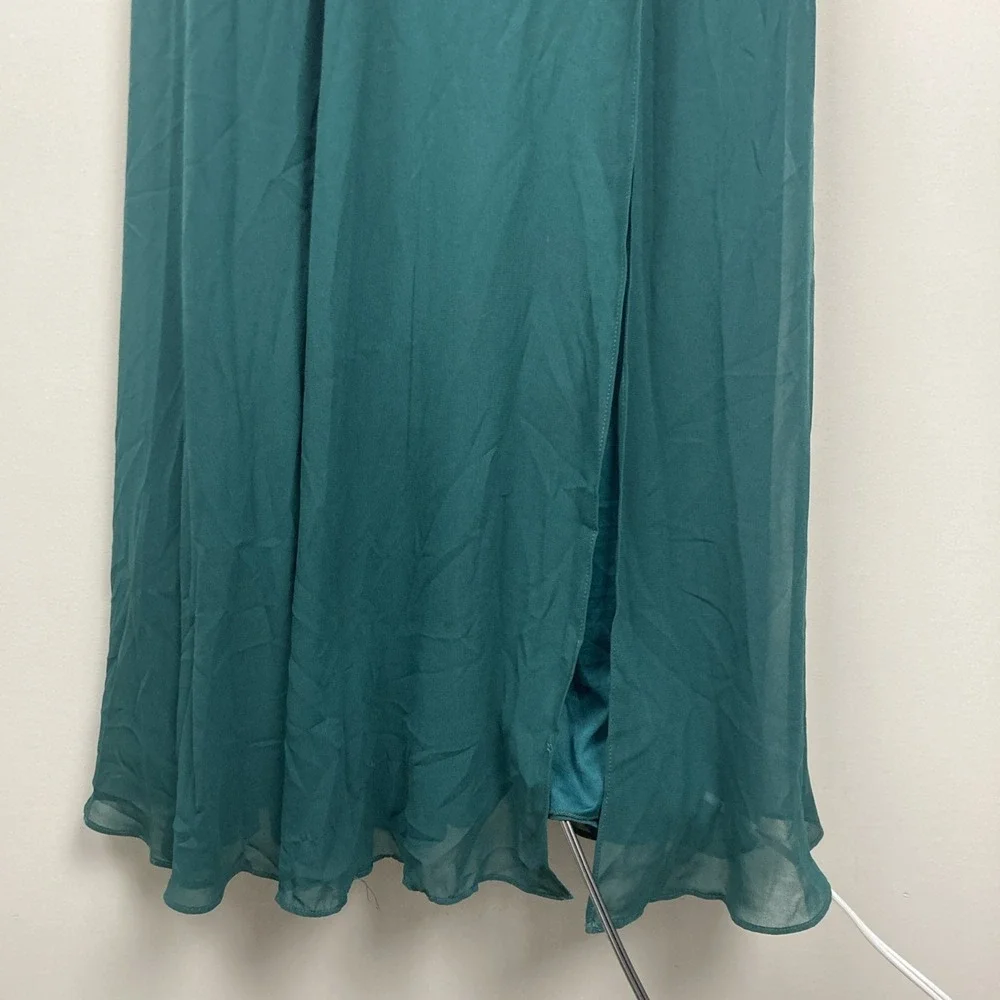 City Studios Juniors Drape Neck Faux Peal Strap Gown Junior Size 3/4 Deep Forest